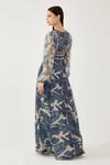 Shop_KoAi_Blue Chiffon Floral Print Maxi Dress_at_Aza_Fashions