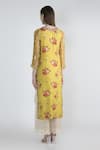 Shop_Gopi Vaid_Yellow Cotton Silk Jaipur Flower Print Tunic_at_Aza_Fashions