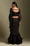 Shop_Two Sisters By Gyans_Black Pre-draped Ruffle Saree With Blouse_at_Aza_Fashions