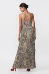 Shop_Saaksha & Kinni_Multi Color Chiffon Abstract Print Three Tier Dress_at_Aza_Fashions