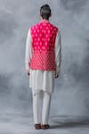 Shop_Sarab Khanijou_Pink Raw Silk Resham Embroidered Waist Coat And Kurta Set_at_Aza_Fashions