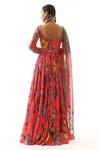 Shop_Mahima Mahajan_Pink Organza Satin Floral Print Full Sleeve Anarkali With Dupatta_at_Aza_Fashions