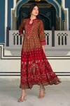Shop_Bairaas_Red Rayon Elephant And Bohemian Pattern Dress_at_Aza_Fashions
