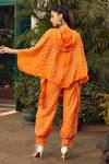 Shop_Twenty Nine_Orange Crushed Bandhani Hoodie_at_Aza_Fashions