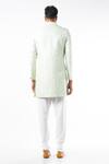 Shop_Spring Break_Blue Polyester Cotton Floral Pattern Sherwani Set_at_Aza_Fashions