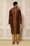 Shop_Naintara Bajaj_Brown Inverted Paisley Pattern Kurta Set_at_Aza_Fashions