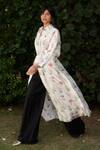 Shop_Ode To Odd_Multi Color Habutai Silk Floral Print Draped Shirt Dress_at_Aza_Fashions