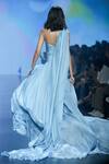 Shop_Saisha Shinde_Blue Silk One Shoulder Ruched Gown_at_Aza_Fashions