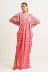Shop_Sorbae_Pink Silk Floral Print Kaftan Gown_at_Aza_Fashions