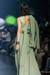 Shop_Saisha Shinde_Green Georgette Basket Weave Pattern Gown With Jacket_at_Aza_Fashions