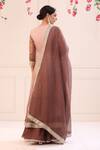 Bairaas_Purple Kota Doria Pastel Bandhani Print Anarkali Sharara Set_Online_at_Aza_Fashions