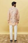 Shop_Aqube by Amber_Peach Raw Silk Floral Embroidered Bundi_at_Aza_Fashions