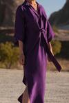 Shop_Twinkle Hanspal_Purple Pure Silk Alesso Spread Collar Kaftan_at_Aza_Fashions