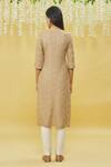 Shop_Samyukta Singhania_Beige Rayon Lotus Print Straight Kurta_at_Aza_Fashions