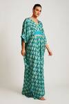 Shop_Sorbae_Green Silk Printed Kaftan Gown_at_Aza_Fashions