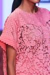 Shop_Pankaj & Nidhi_Pink Tulle Soleil Round Neck Embellished Top_at_Aza_Fashions