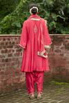 Shop_Vashisht Guru Dutt_Coral Raw Silk Embroidered Kurta Set_at_Aza_Fashions