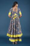Shop_POMCHA JAIPUR_Blue Spring Print Anarkali Skirt Set_at_Aza_Fashions