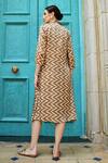 Shop_KARAJ JAIPUR_Brown Gazi Silk Chevron Pattern Shirt Dress_at_Aza_Fashions