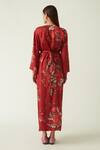 Shop_Payal Pratap_Red Satin Abong Rosette Bloom Print Dress_at_Aza_Fashions