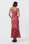 Shop_Saaksha & Kinni_Red Cotton Silk Abstract Print One Shoulder Dress_at_Aza_Fashions