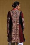 Shop_Ritu Kumar_Black Viscose Crepe Geometric Print Long Jacket_at_Aza_Fashions