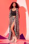 Shop_Eshaa Amiin_Multi Color Viscose Crepe Triangle Sarong Skirt_at_Aza_Fashions