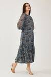 Shop_KoAi_Blue Chiffon Floral Print Midi Dress_at_Aza_Fashions