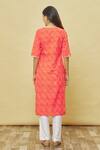 Shop_Samyukta Singhania_Orange Cotton Placket Embroidered Kurta_at_Aza_Fashions
