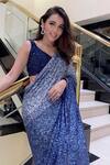 Buy_Siddartha Tytler_Blue Georgette Sequin Embellished Saree With Blouse_at_Aza_Fashions