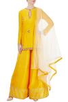 Buy_Neha Khullar_Yellow And White Embroidered Kurta Set_at_Aza_Fashions