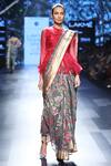 Shop_Sailesh Singhania_Red Organza Ruffle Blouse_at_Aza_Fashions