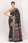 Buy_Nazaakat by Samara Singh_Black Cotton Silk Saree_at_Aza_Fashions