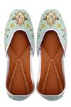 Buy_5 elements_Green Leather Lining Printed Leather Juttis_at_Aza_Fashions