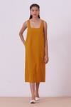 Buy_The Summer House_Yellow Organic Cotton Twill Jugo Shift Dress_at_Aza_Fashions