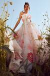 Buy_Gauri & Nainika_White Organza Ruffle Bandeau Gown_at_Aza_Fashions