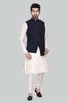 Buy_Arihant Rai Sinha_Blue Terry Rayon Draped Bundi And Kurta Set_at_Aza_Fashions