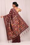 Shop_Nazaakat by Samara Singh_Maroon Cotton Silk Leaf Motif Woven Saree_at_Aza_Fashions