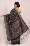 Shop_Nazaakat by Samara Singh_Black Cotton Silk Floral Motif Woven Saree_at_Aza_Fashions