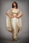 Buy_RI.Ritu Kumar_White Silk Cape And Dhoti Skirt Set_at_Aza_Fashions