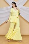 Buy_Neeta Lulla_Yellow Chiffon Asymmetrical Tunic And Sharara Set_at_Aza_Fashions