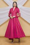 Buy_Neeta Lulla_Pink Raw Silk Sequin Embroidered Anarkali And Pant Set_at_Aza_Fashions