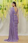 Shop_Yoshita Couture_Purple Karina Linear Embroidered Saree Set_at_Aza_Fashions