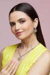 Shop_Chaotiq By Arti_Floral Pendant Drop Necklace Jewellery Set_at_Aza_Fashions