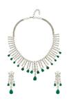 Buy_Chaotiq By Arti_Emerald Stone Drop Necklace Jewellery Set_at_Aza_Fashions