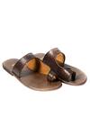 Buy_Artimen_Brown Leather Handcrafted Woven Sandals_at_Aza_Fashions