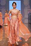 Buy_Gopi Vaid_Coral Tussar Silk Sukoon Cape With Panel Pant Set_at_Aza_Fashions