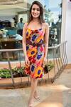 Buy_Saaksha & Kinni_Multi Color Satin Printed Midi Dress_at_Aza_Fashions