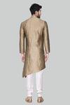 Shop_Arihant Rai Sinha_Brown Asymmetric Silk Kurta Set_at_Aza_Fashions