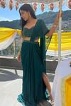 Buy_Jade By Ashima_Green Celia Pre-draped Saree With Embroidered Blouse_at_Aza_Fashions